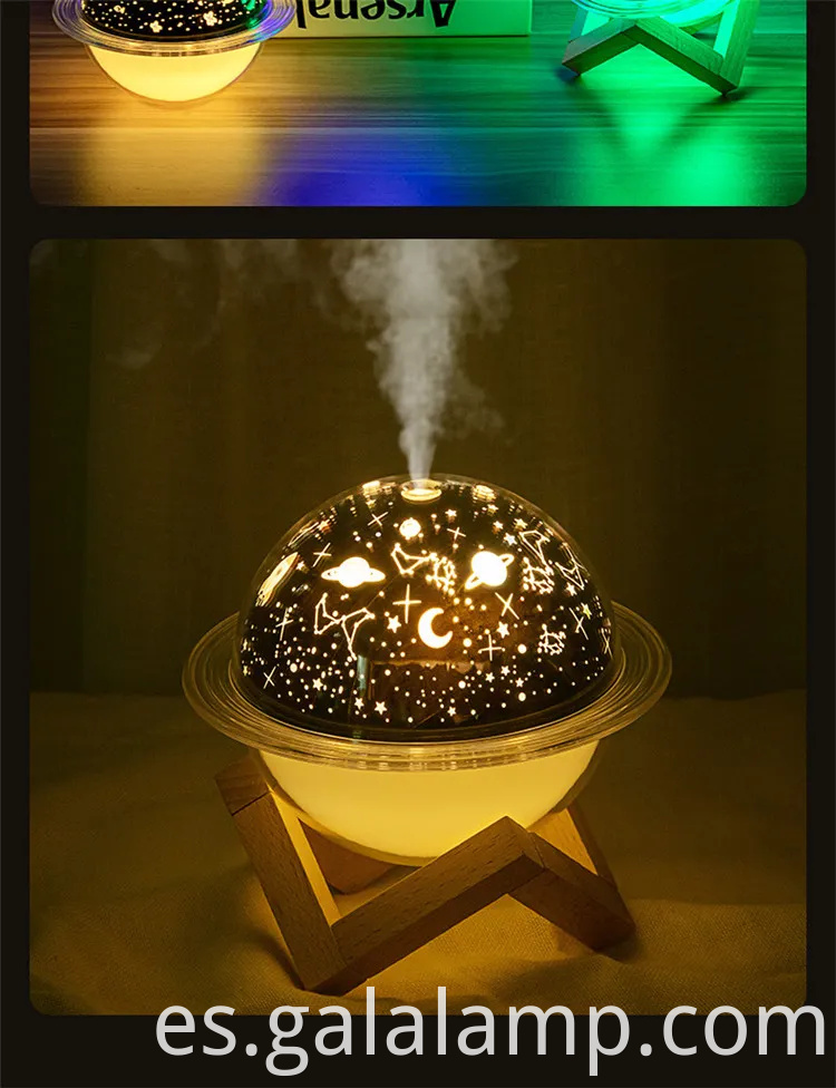 Planeta Humidificador de luz nocturna, USB, con soporte, humidificador